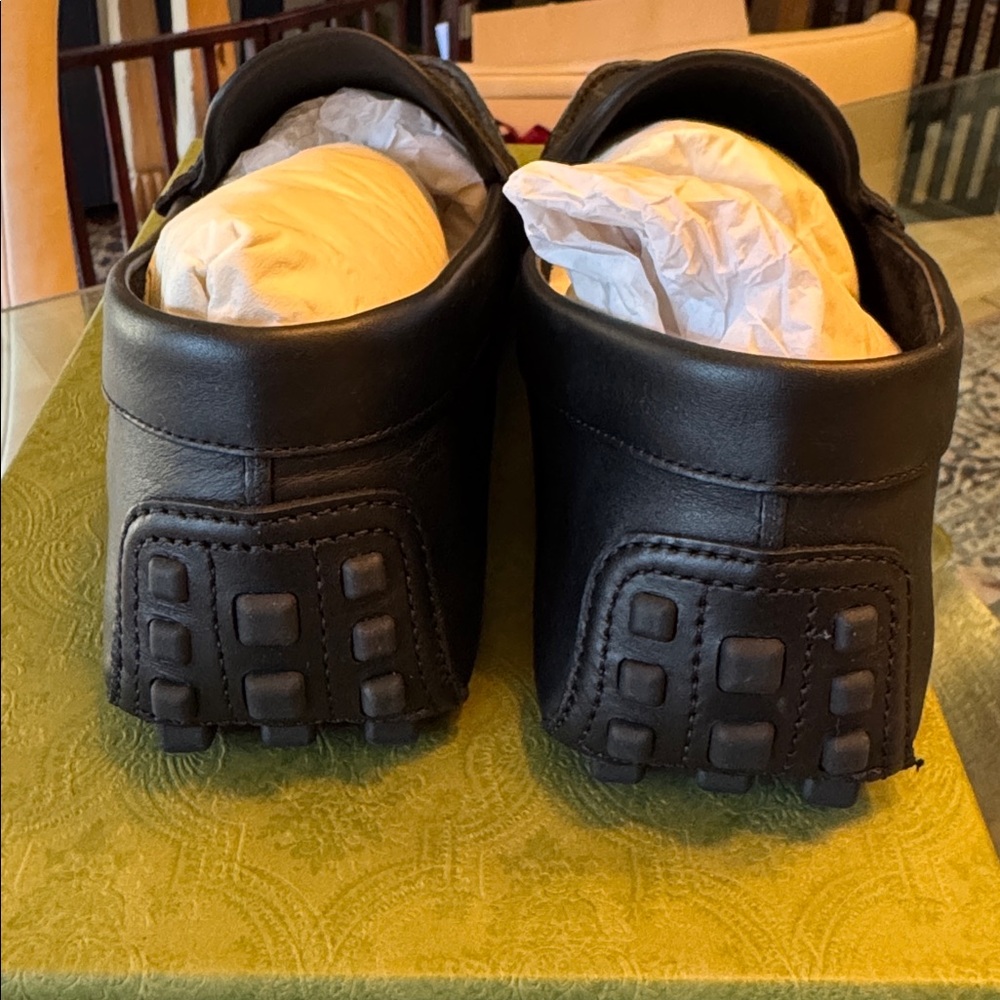 Men’s Gucci Clove Calf Soft Leather Moccasin T.GG Supreme Black/Black SZ 10 NWT - Picture 7 of 10